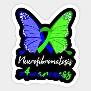 Neurofibromatosis Awareness Butterfly Blue  Green Sticker